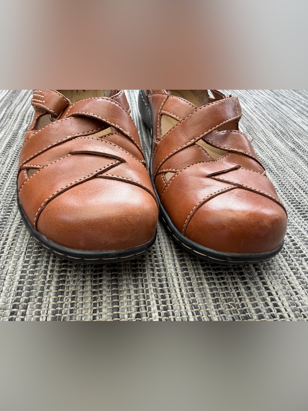 Clarks Bendables Brown Leather Flats Loafers 7 M Boho Mary Jane Comfort Shoe - Picture 5 of 10